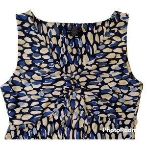 New York & Co Dress Womens M Blue White Dots Fit Flare Stretch career business